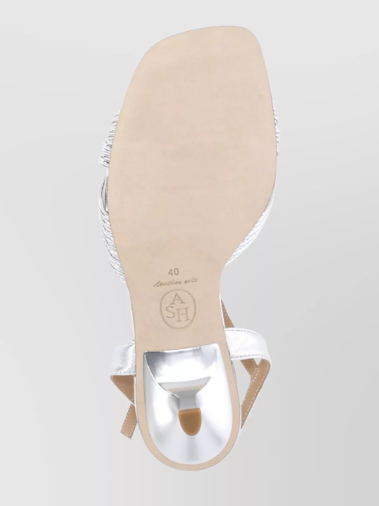 Ash Silver Leather Kitten Heel Sandals