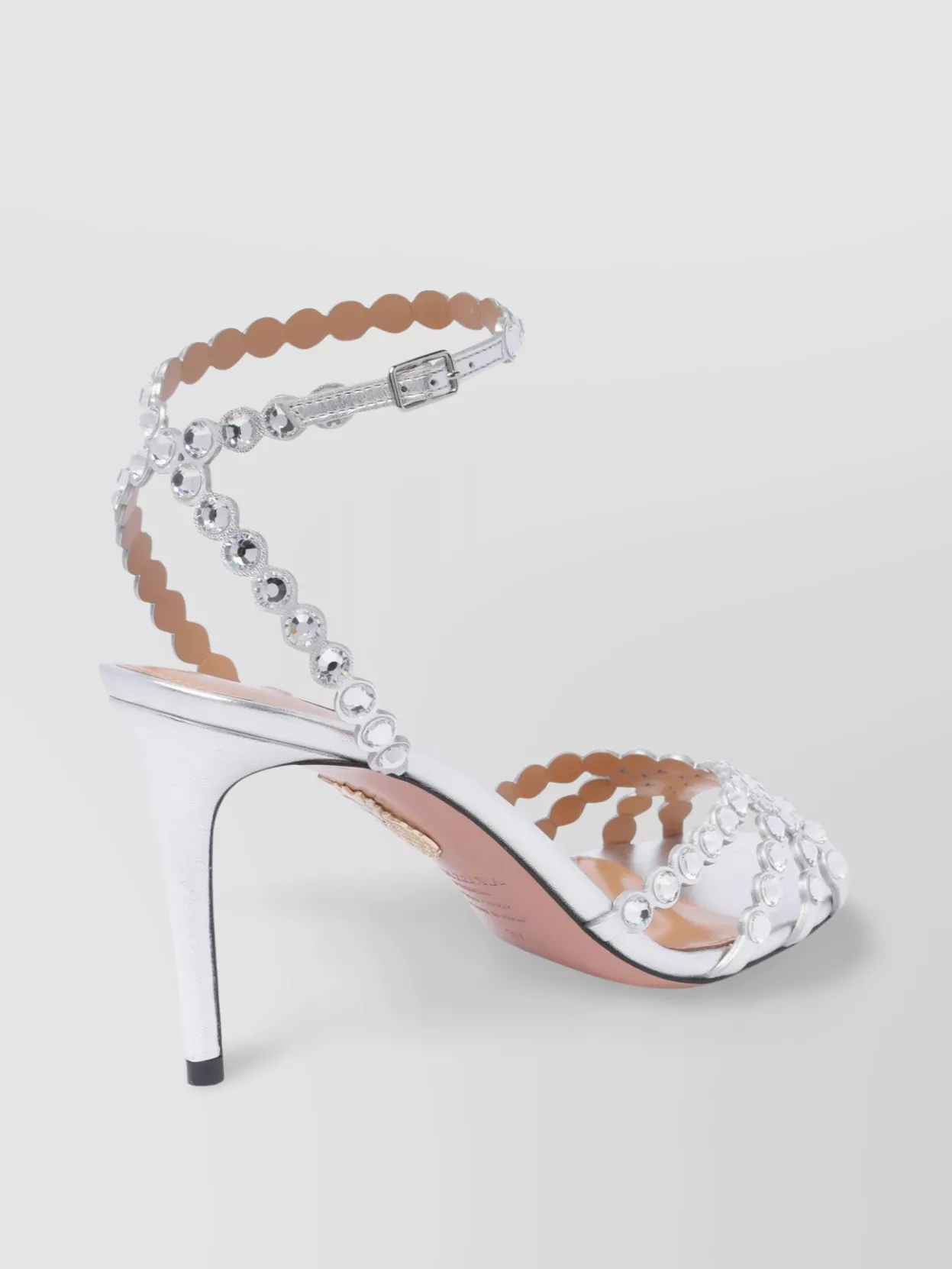 Aquazzura Tequila 85 Crystal-embellished Sandals In Metallic