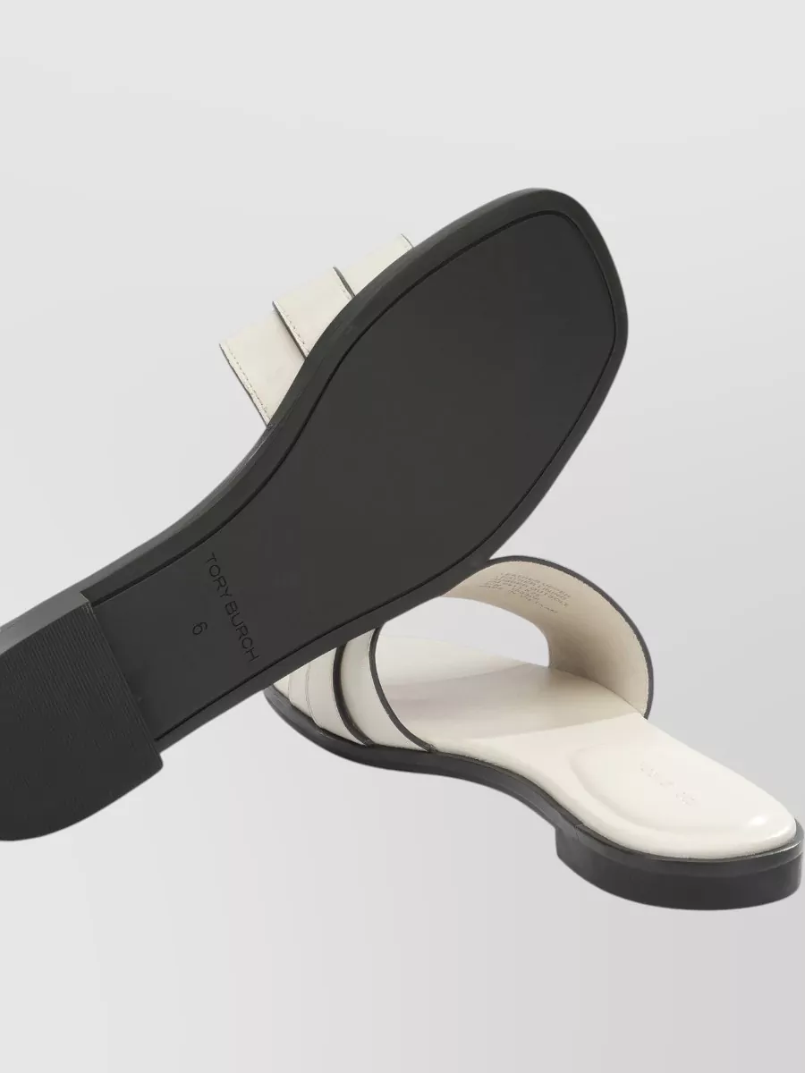 Tory Burch Sandals Open Toe Flat Sole Decorative Buckle