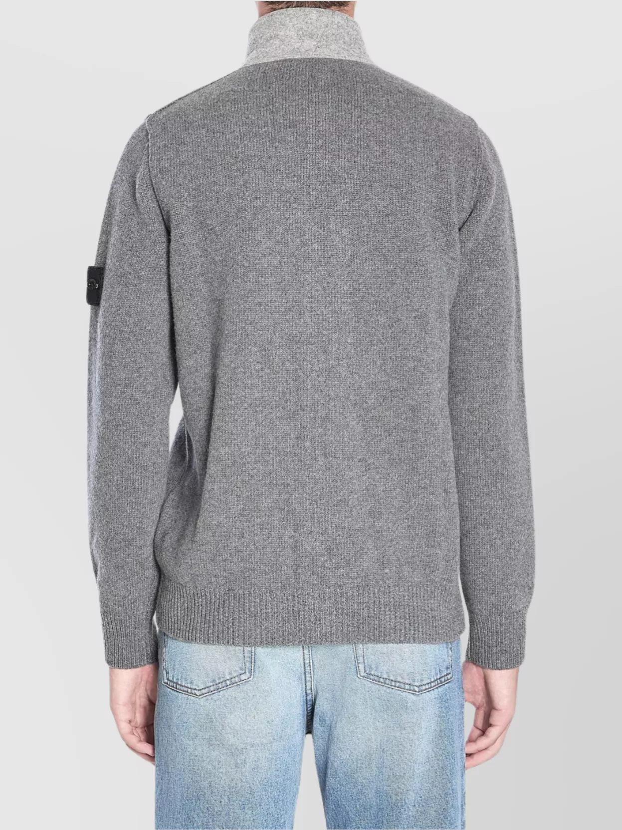 Stone Island Knit Button-up Jumper In Lamb Wool And Nylon Blend In Gray