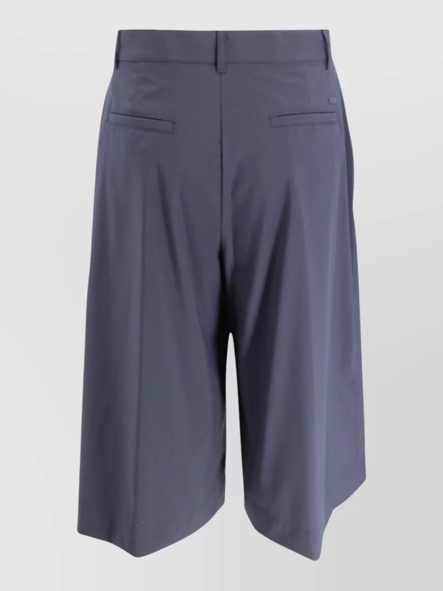 Herno Cotton High-Rise Pleated Bermuda Shorts
