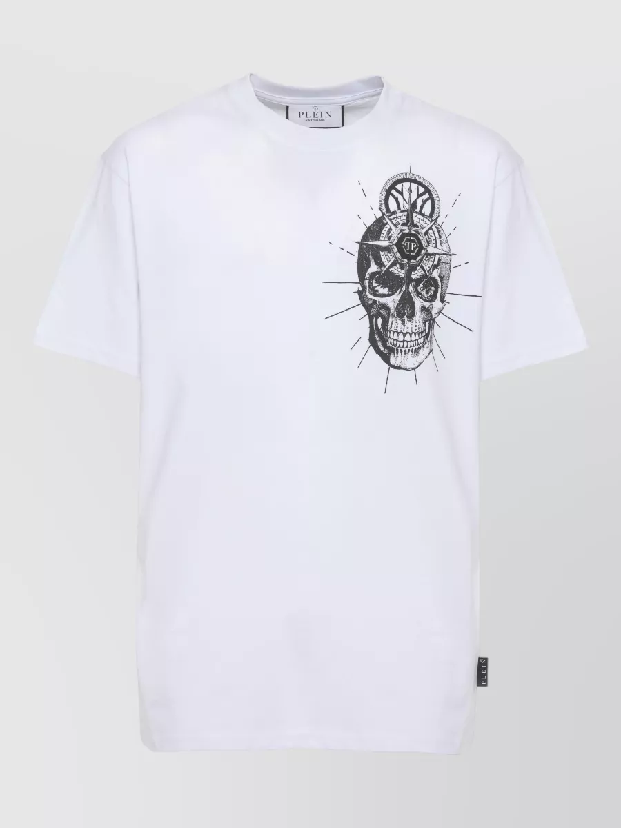 Philipp Plein Cotton Skull Tattoo Print Short-Sleeve T-Shirt