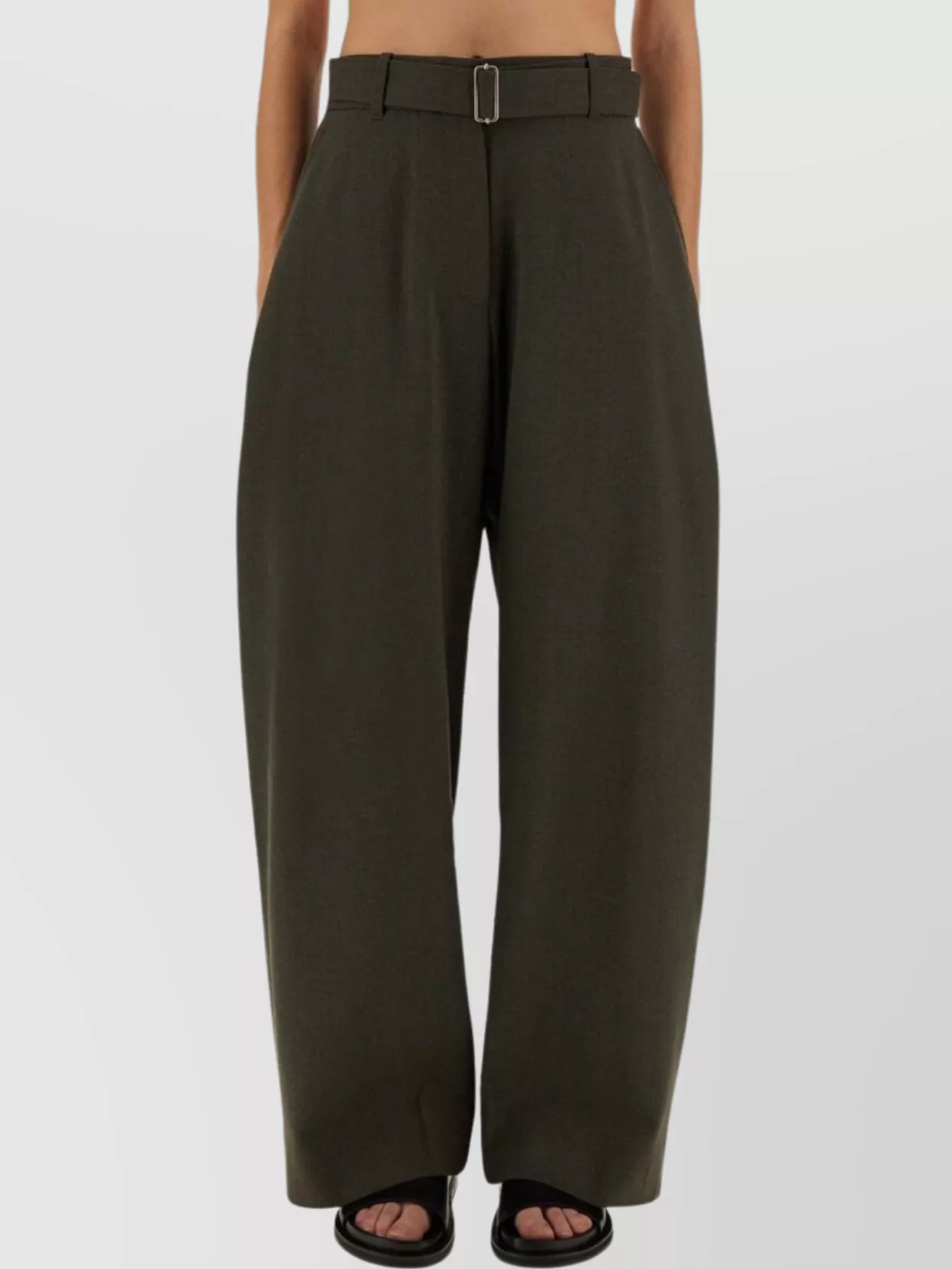 Studio Nicholson Wide Leg Trousers With Pockets And Loops In Green