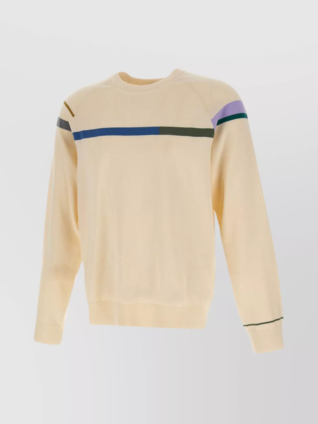 Shop Paul Smith Crew Neck Organic Cotton Sweater With Multicolor Stripes