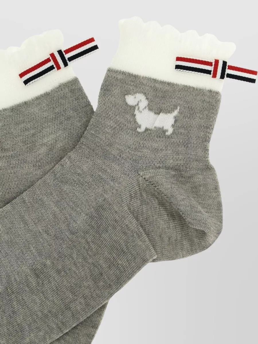 Thom Browne Hector Socks Contrast Trim Embroidered Detail