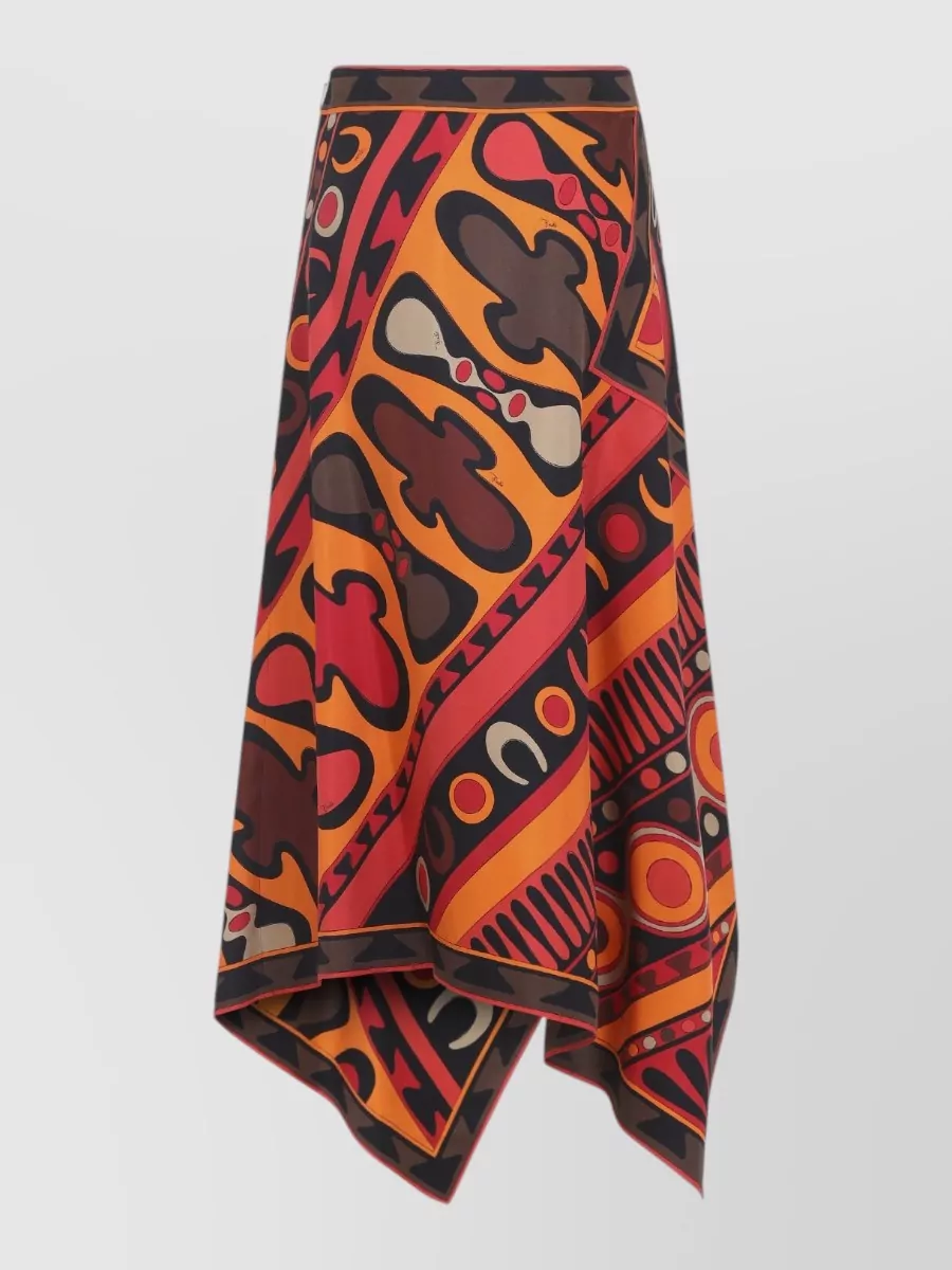 Pucci Silk High-Rise Asymmetric Draped Printed Skirt