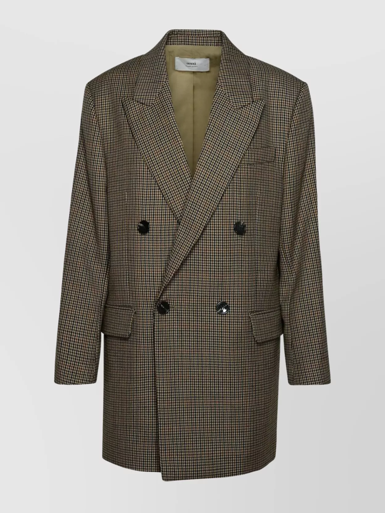 Shop Ami Alexandre Mattiussi Wool Jacket Houndstooth Pattern