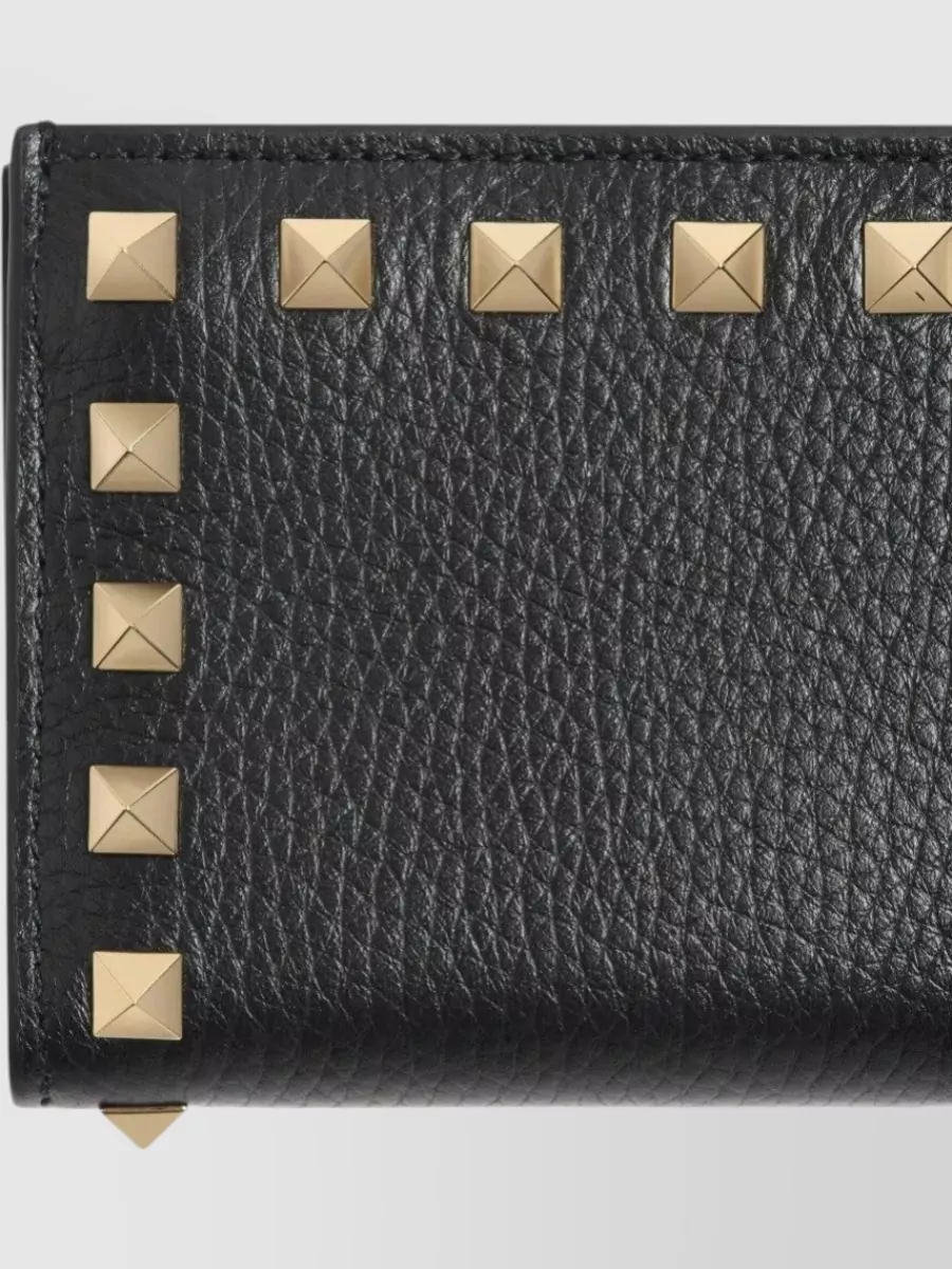 Valentino Studded Textured Leather Wallet