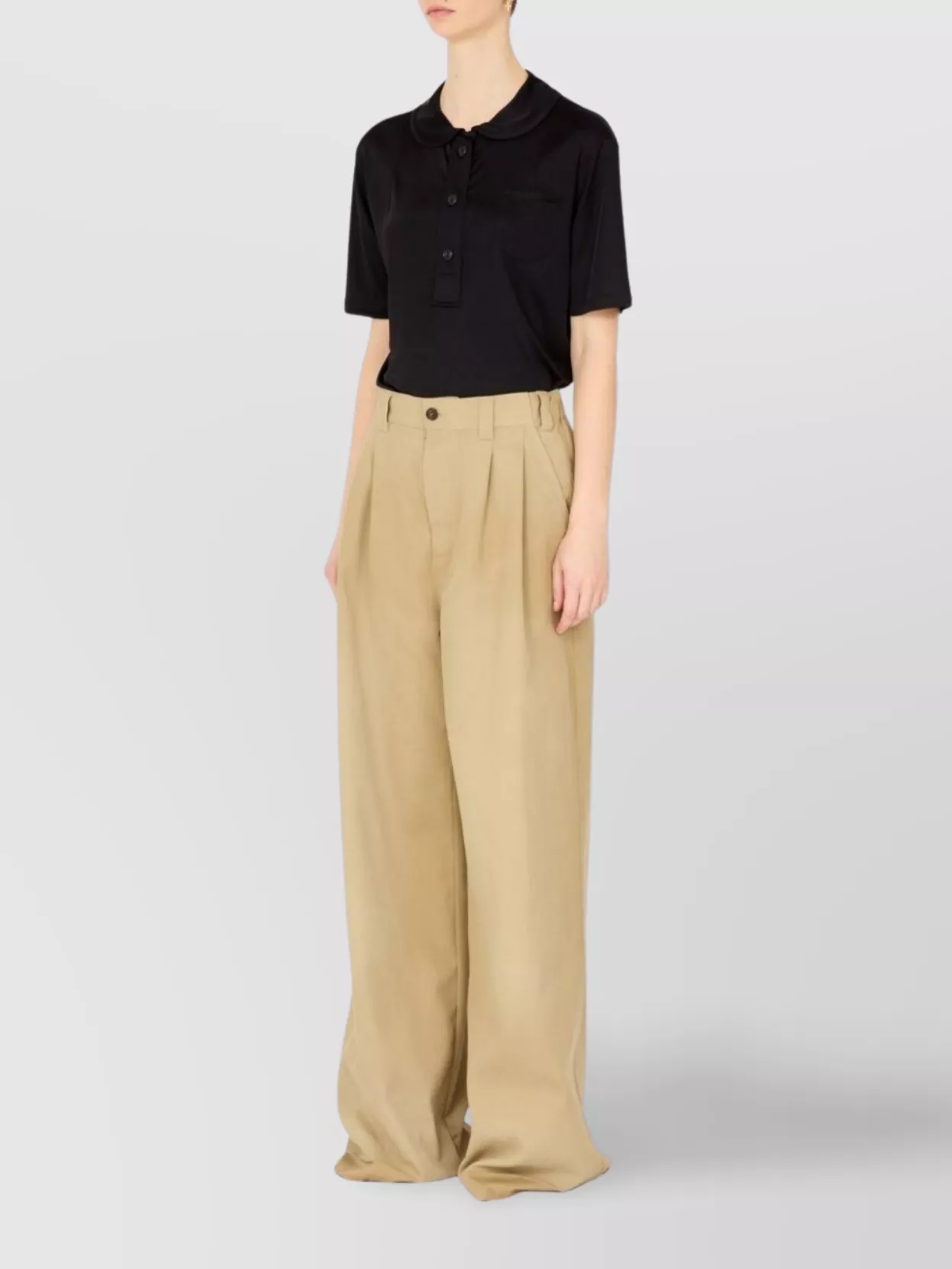 Maison Margiela Wide Leg Trousers With Pleats And Pockets