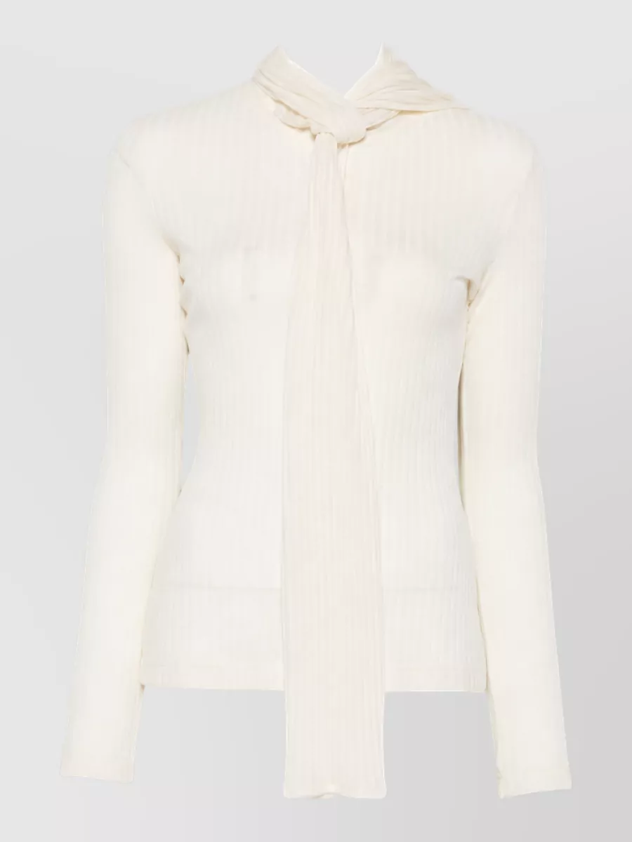 Totême ribbed scarf-neck knitted top