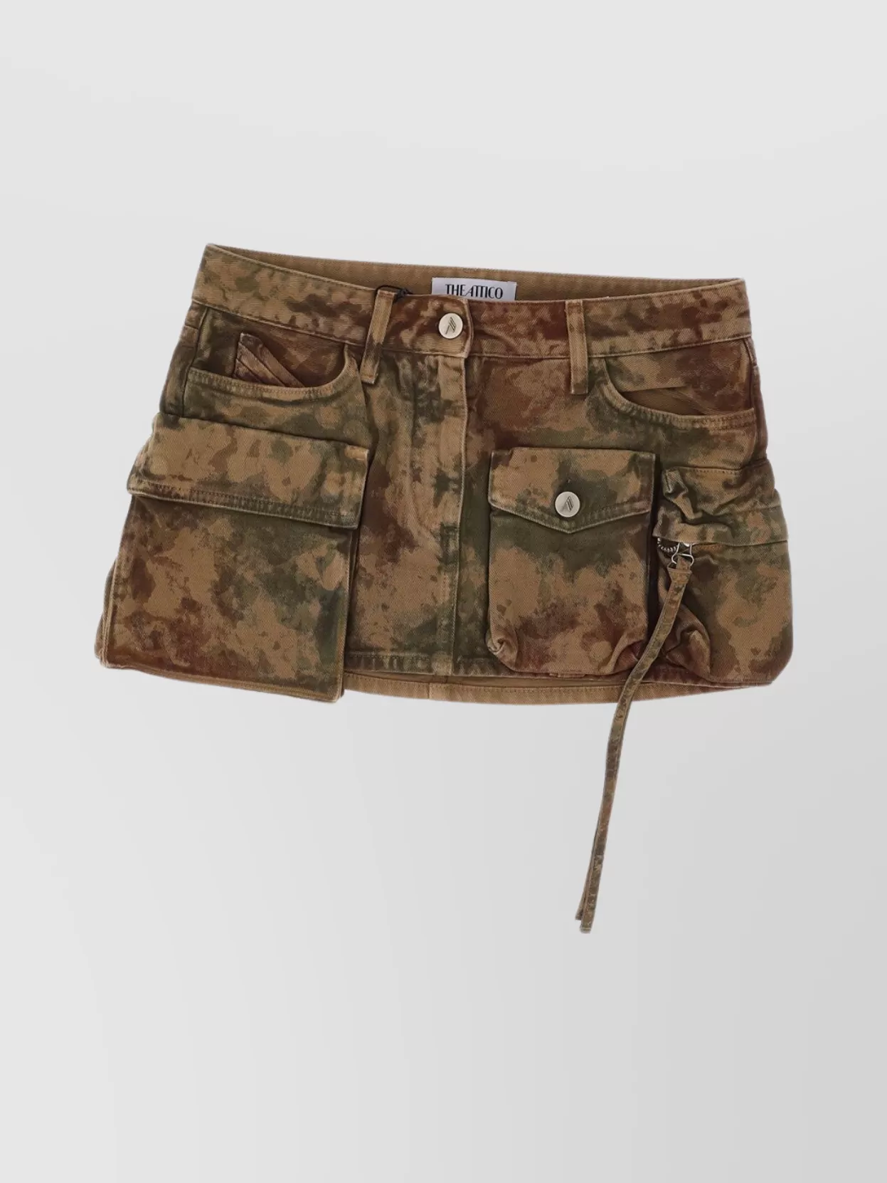 Shop Attico Mini Skirt With Camouflage Pattern And Pockets