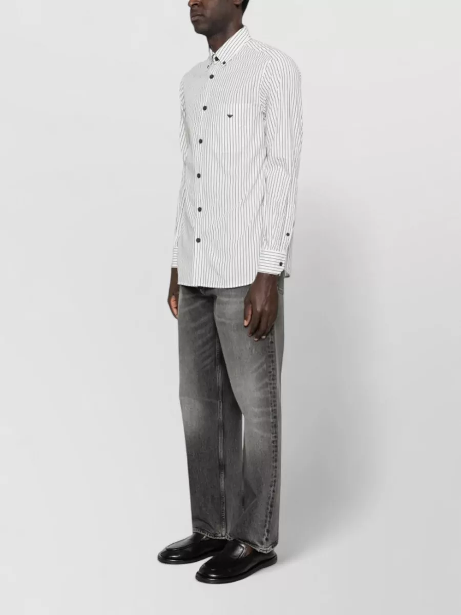 Emporio Armani Cotton Shirt Long Sleeves Striped Pattern