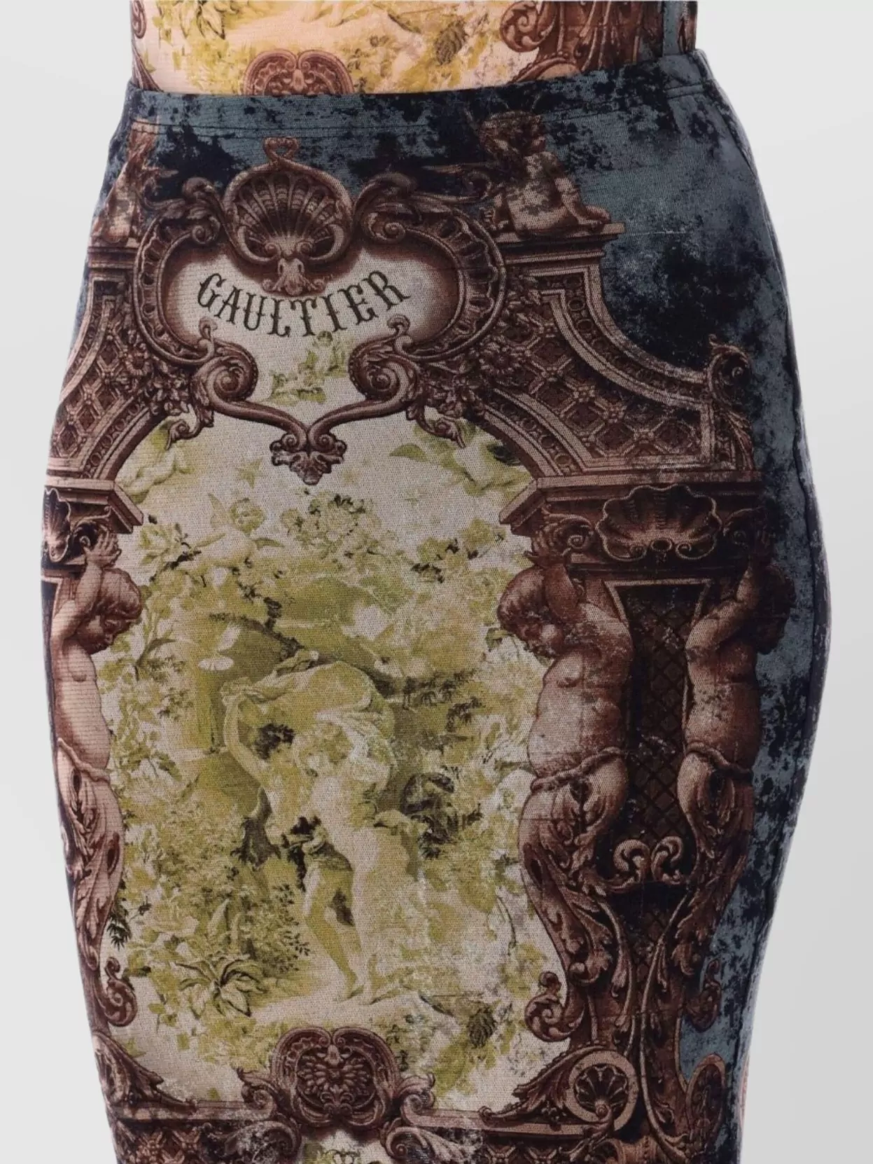 Jean Paul Gaultier Medallion Print Mesh Midi Skirt