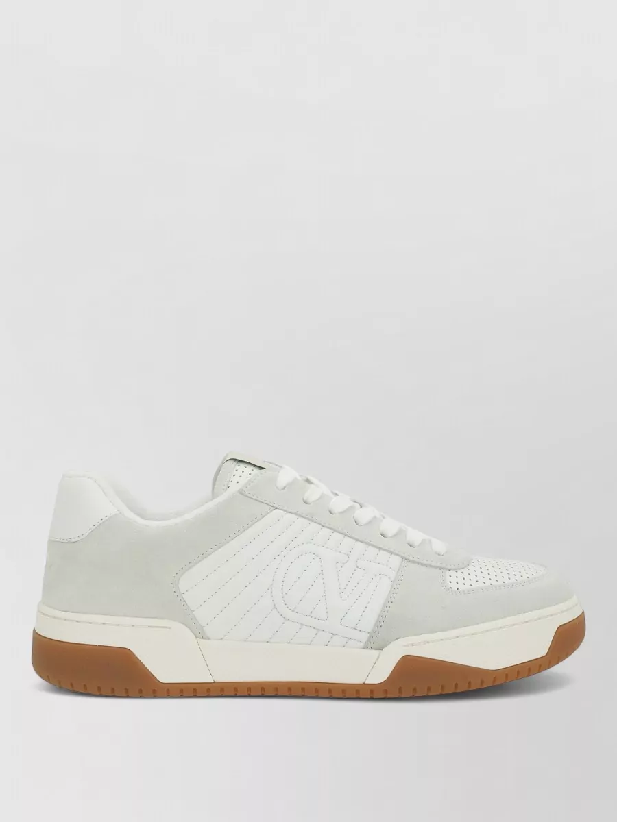 Valentino Sneakers Perforated Detailing Rubber Sole Suede Accents