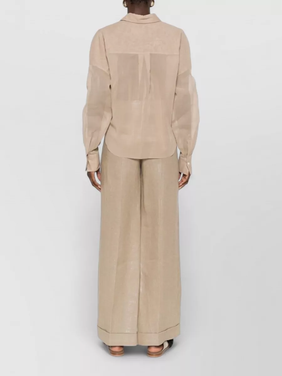 Brunello Cucinelli Cotton Shirt Long Sleeves Collared Neck Draped