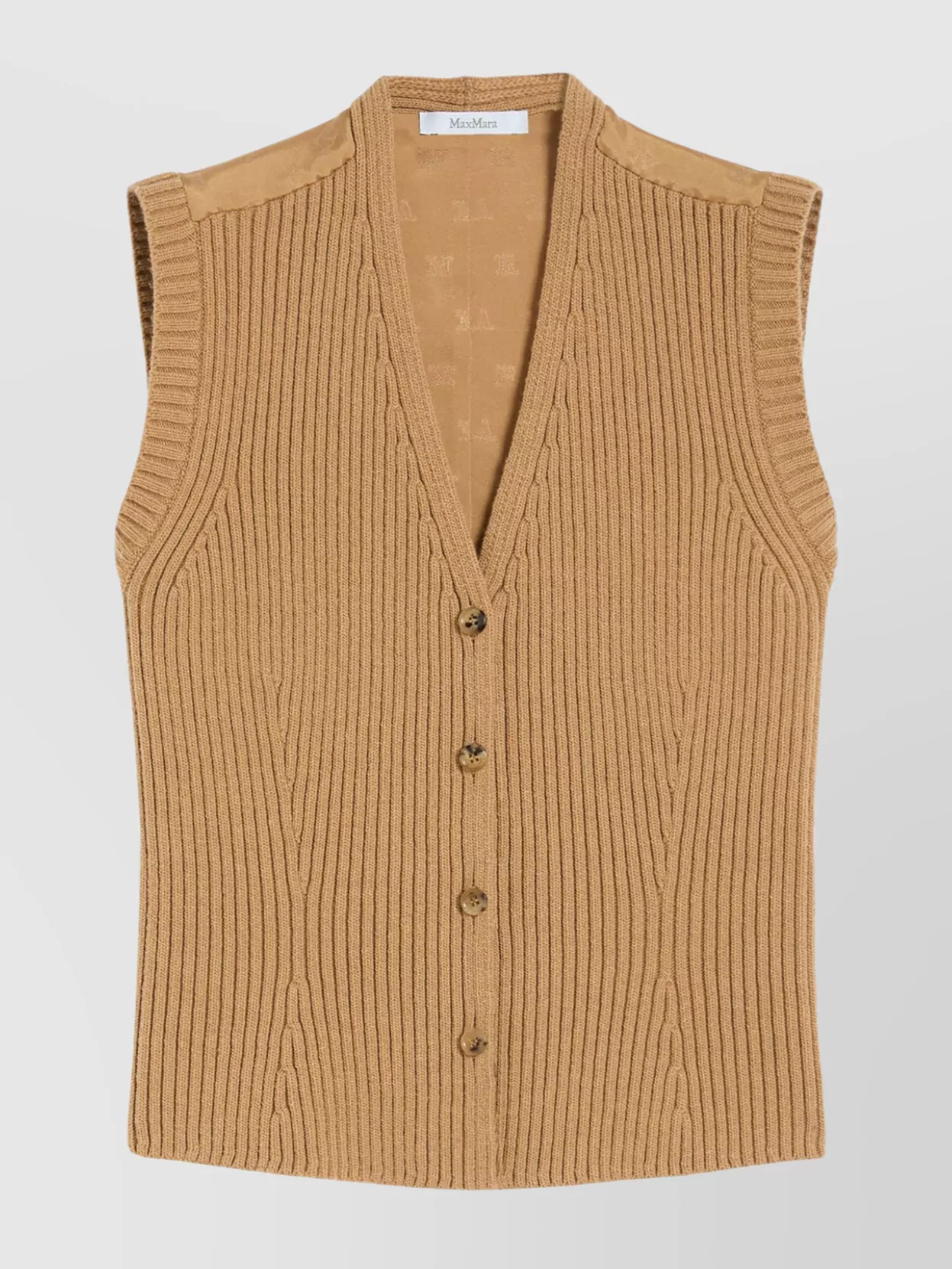 Max Mara Adjustable Back Strap Sleeveless Jacket In Neutral