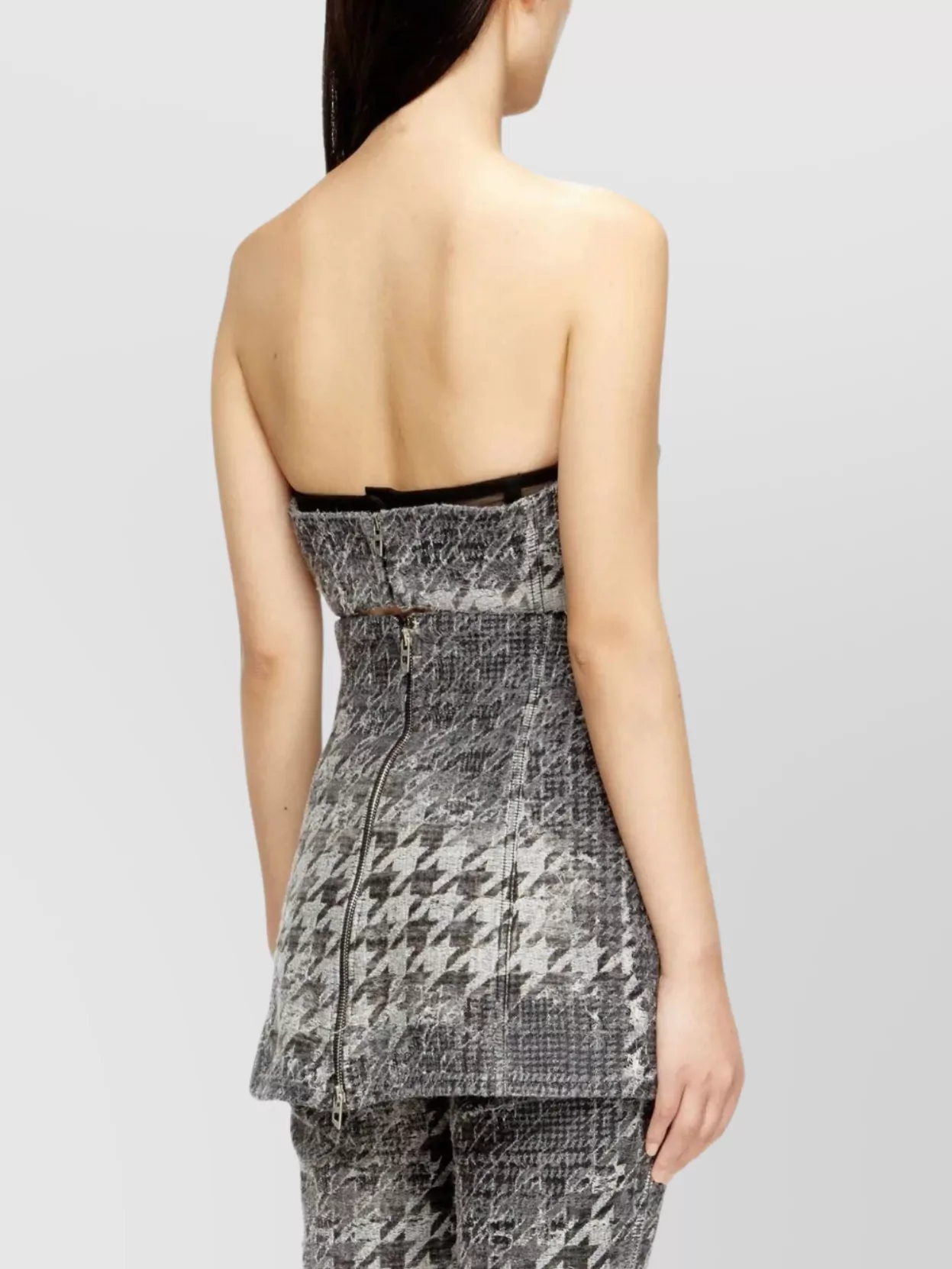 Diesel Houndstooth Denim Corset Top