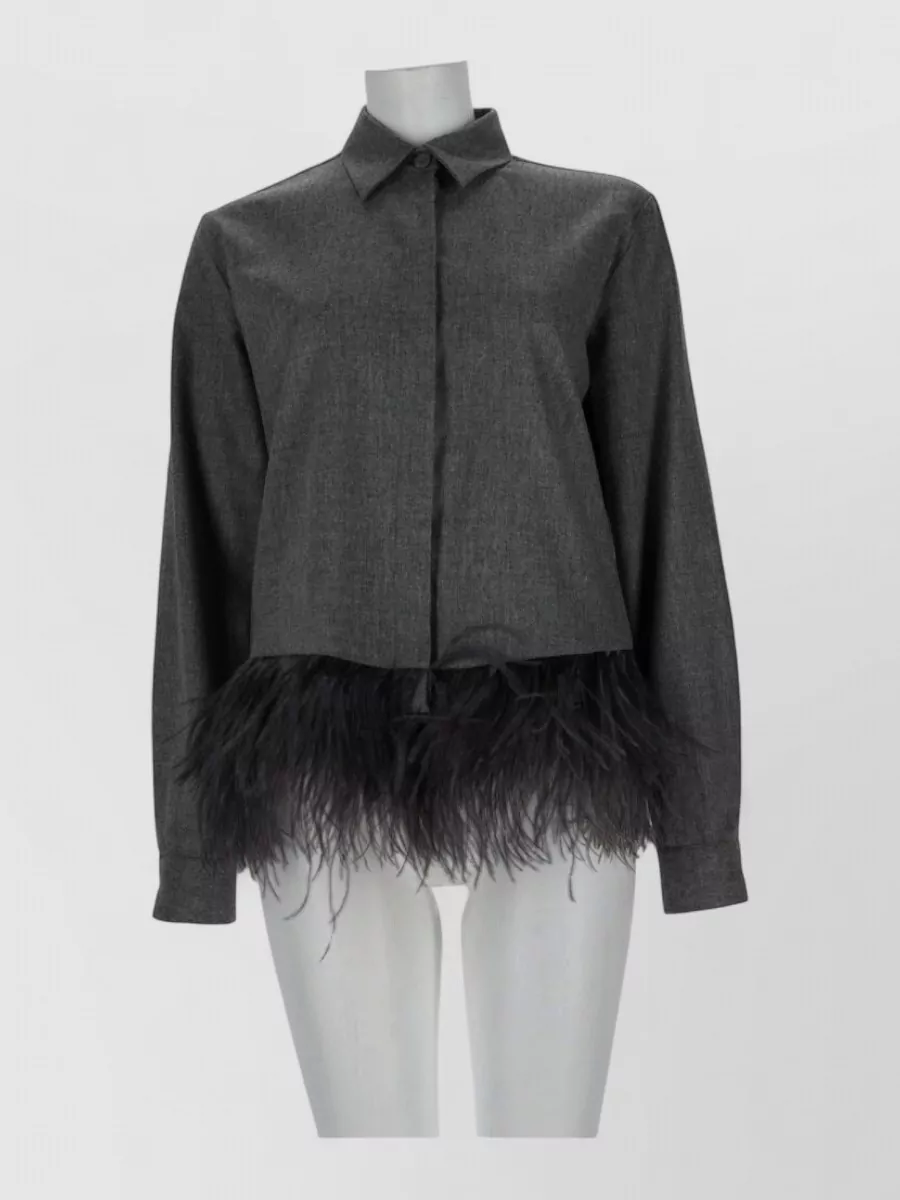 Fabiana Filippi Virgin wool feather-trim shirt