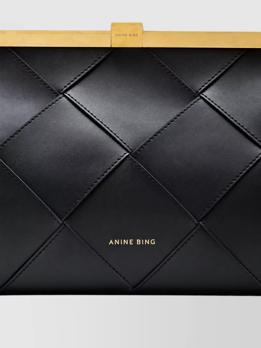 Anine Bing Braided Leather Clutch Bag In Black