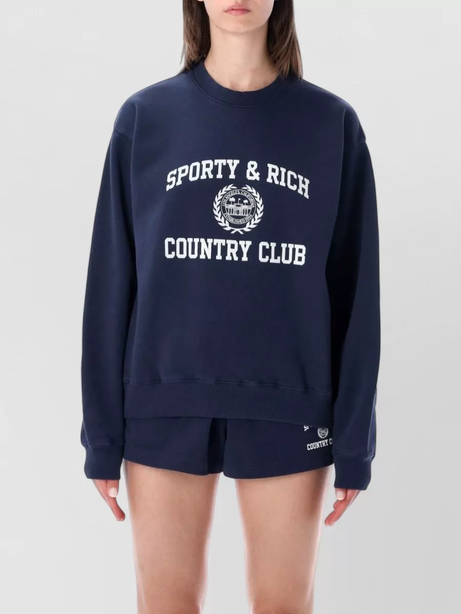 Sporty & Rich cotton oversized varsity-print crewneck sweatshirt