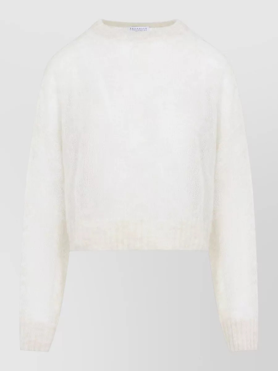 Brunello Cucinelli mohair open-knit crew-neck long-sleeve sweater