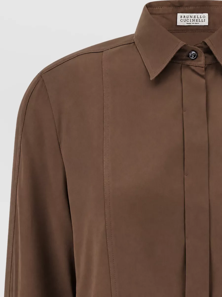 Brunello Cucinelli Silk Long-Sleeve Shirt
