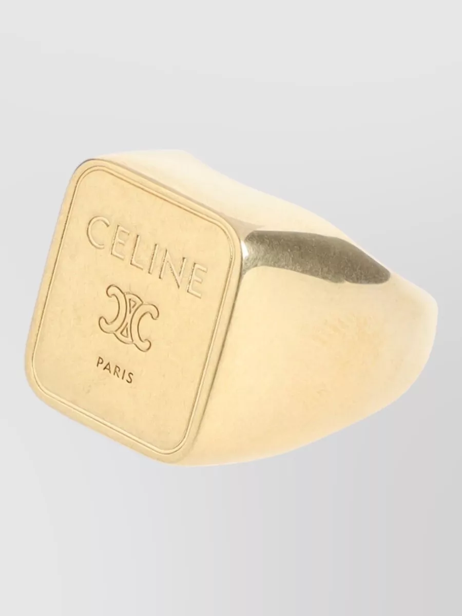 Celine Square Shaped Signet Ring With Polished Finish