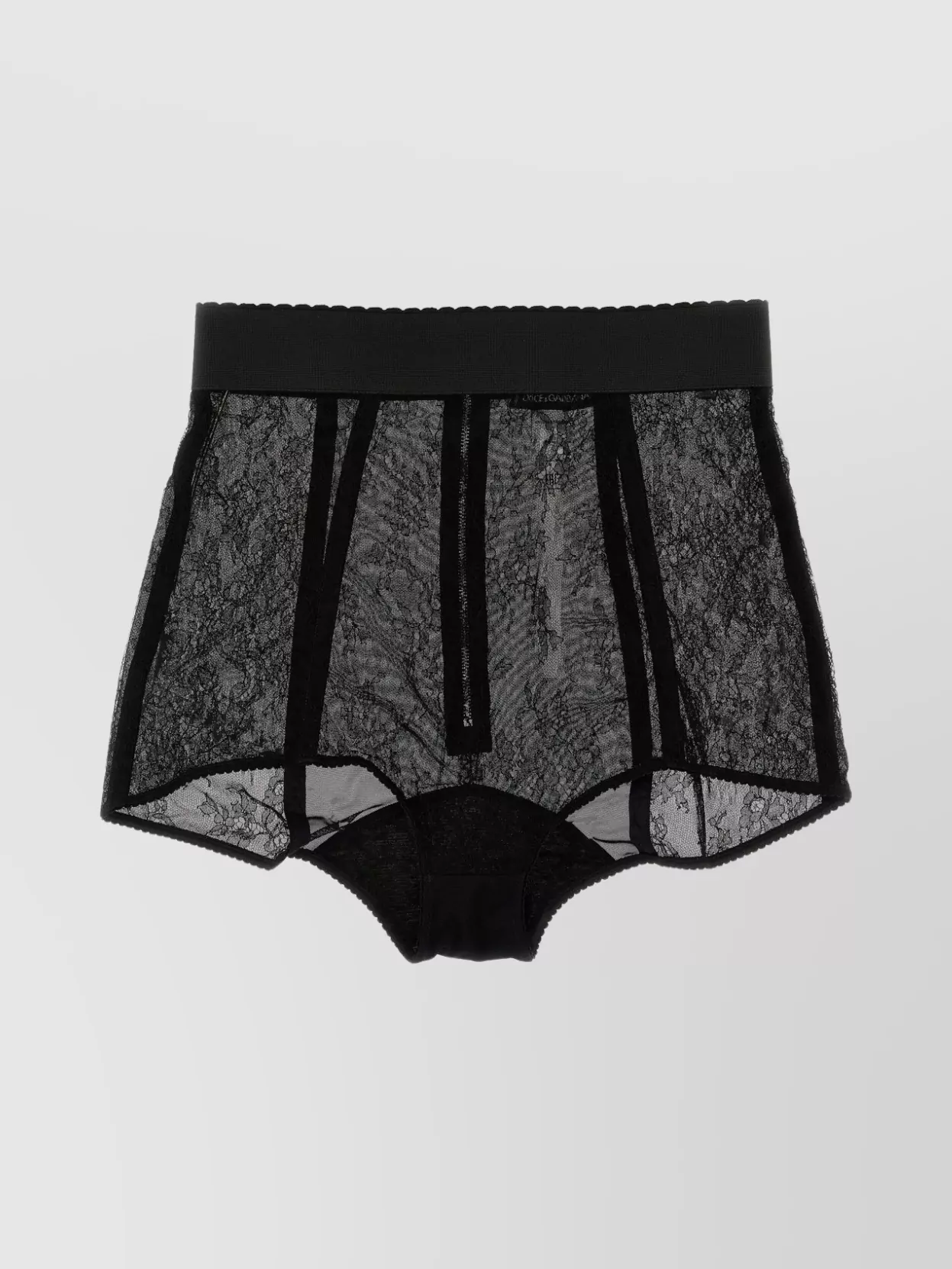 Shop Dolce & Gabbana Sheer Lace High-waisted Culottes With Scalloped Trim