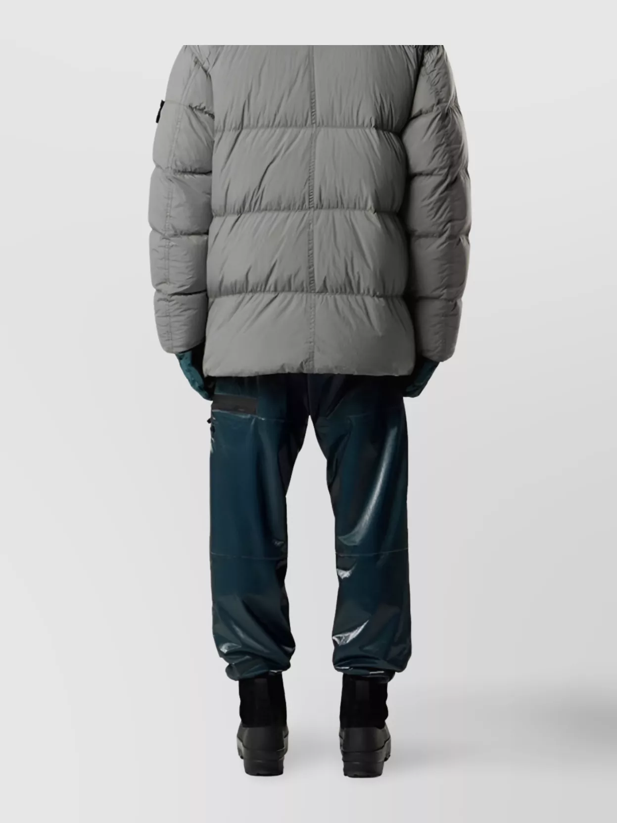 Stone Island Hooded Down Parka With Wind Resistance In Gray