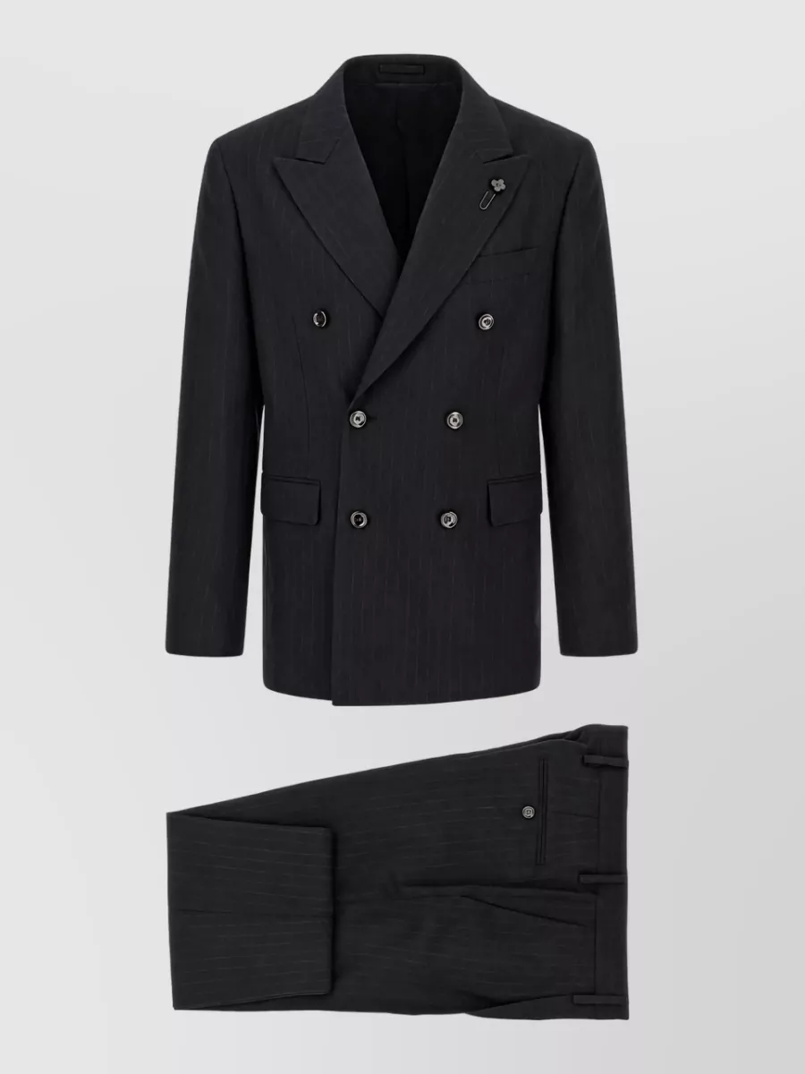 Lardini Virgin wool pinstripe double breasted coat