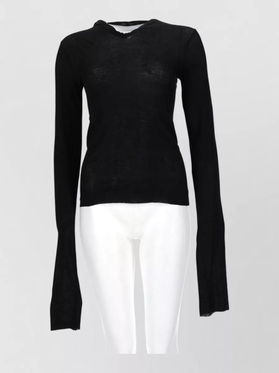 Rick Owens cotton ribbed cropped hooded long-sleeve t-shirt