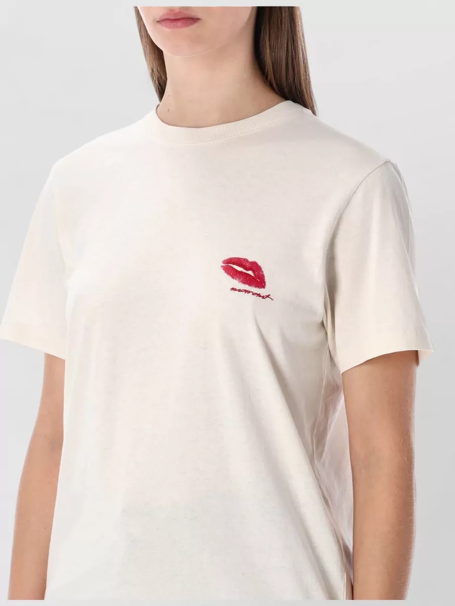 Isabel Marant Etoile Embroidered Round Neck Short Sleeve Top