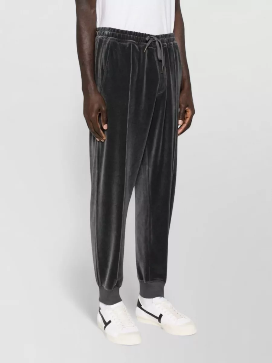 Tom Ford Velvet Joggers Ribbed Cuffs Side Pockets