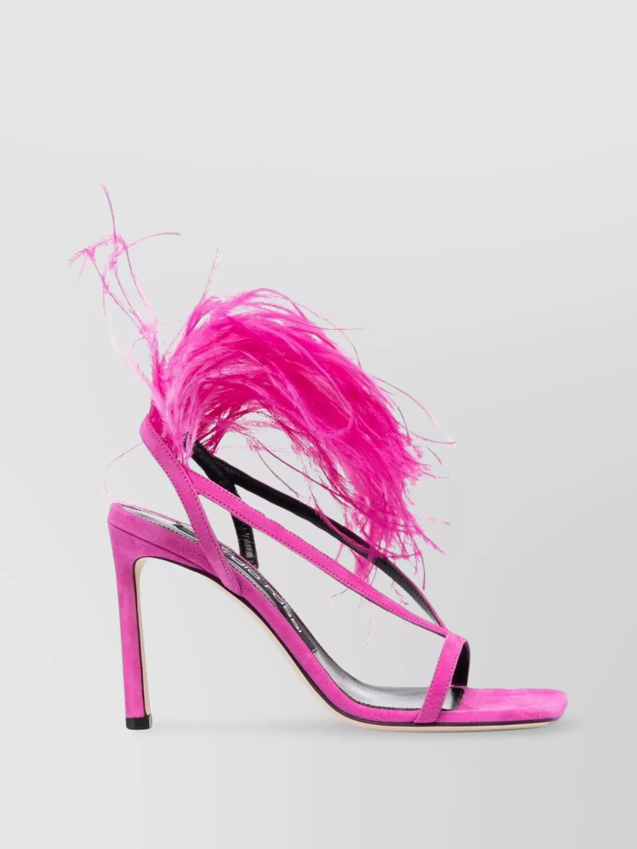 Shop Sergio Rossi Feathered Suede Heeled Sandals With Strappy Design In Pink