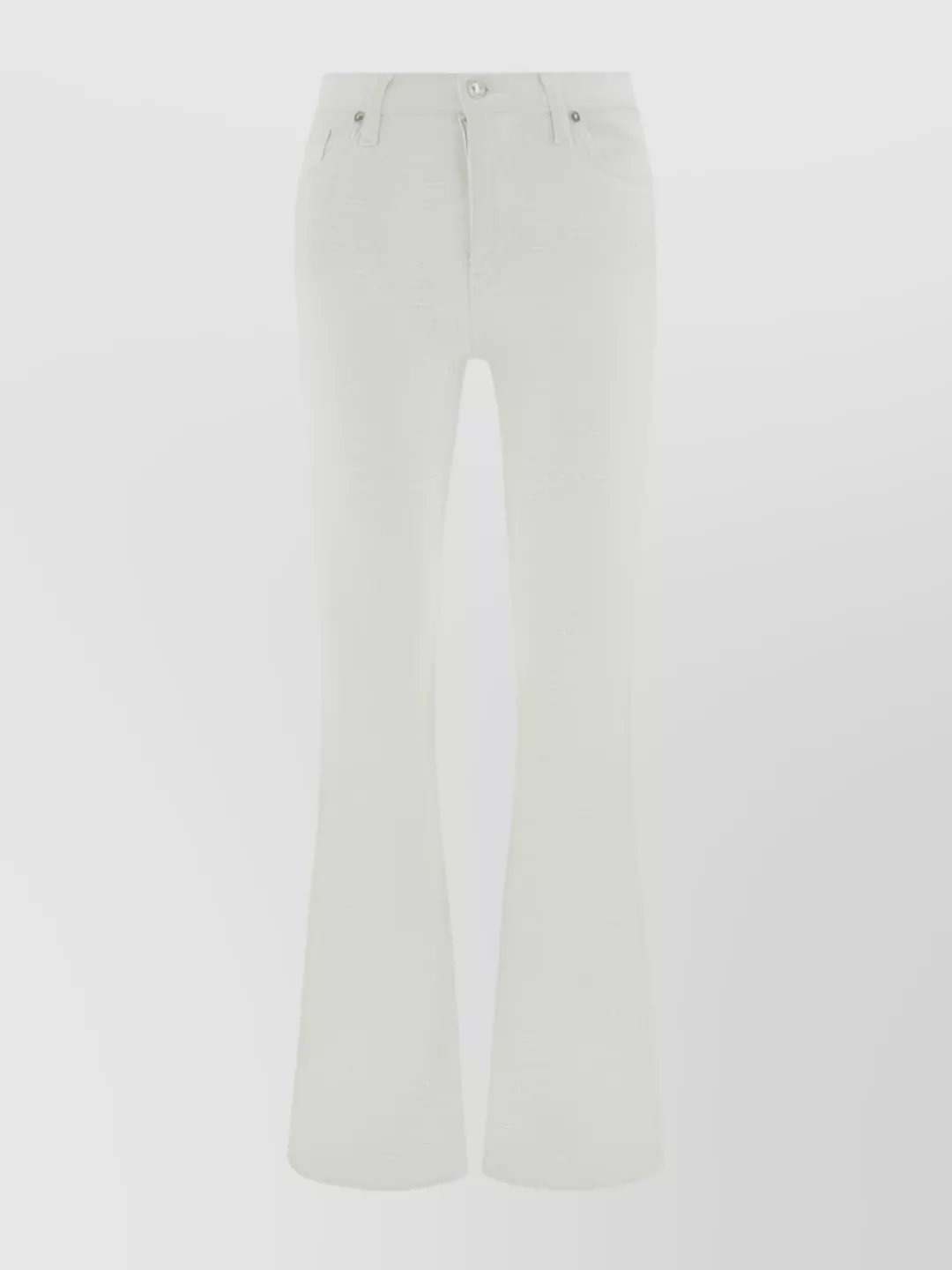 7 For All Mankind Sun Cotton Denim Flared Pants In White