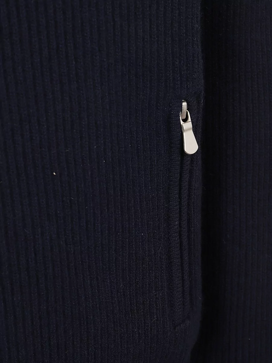 Barba Napoli Cashmere Ribbed Knit Zip-Up Cardigan