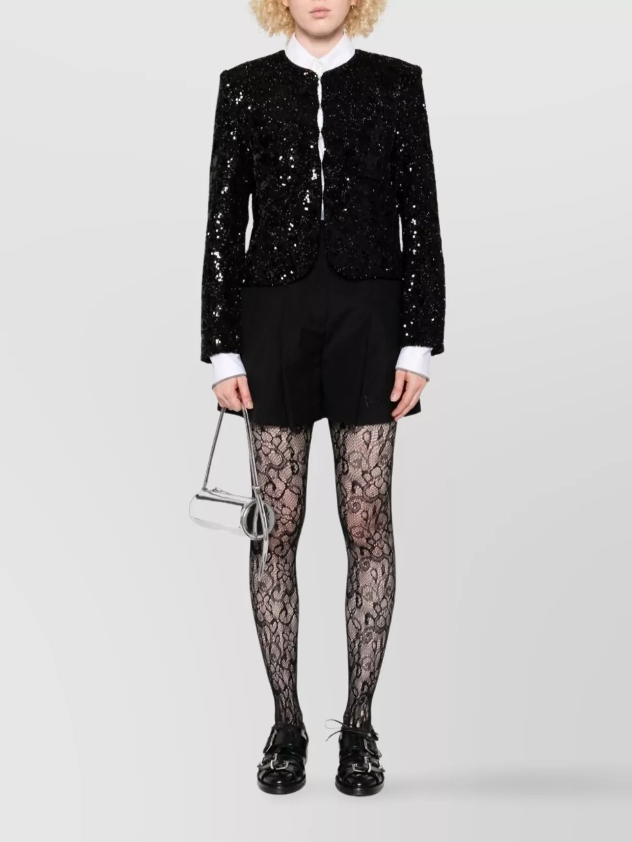 Iro Sequin Embellished Cropped Length Round Neck Jacket