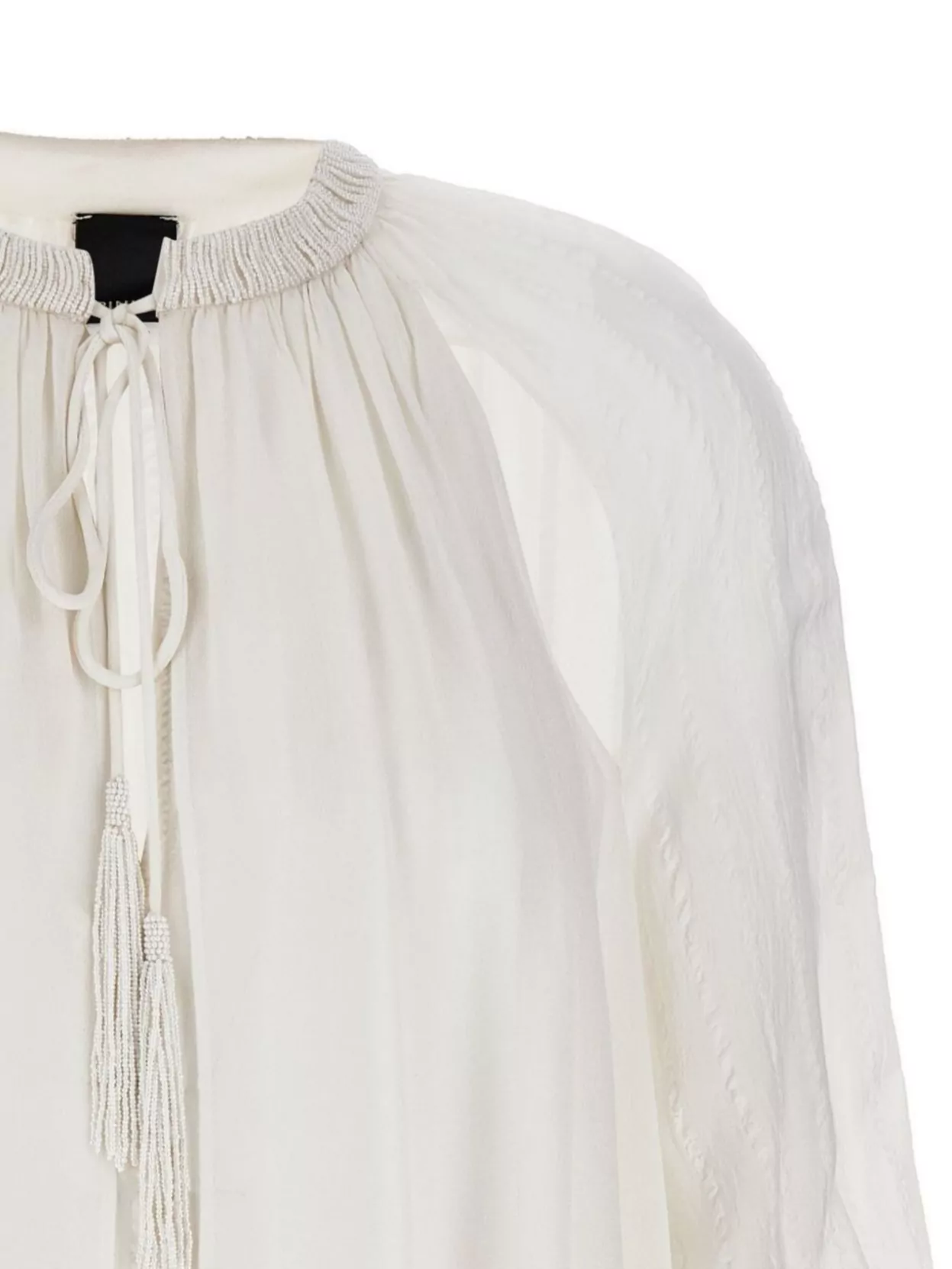 Pinko Layered Sheer Fabric Top With Tassel Detail