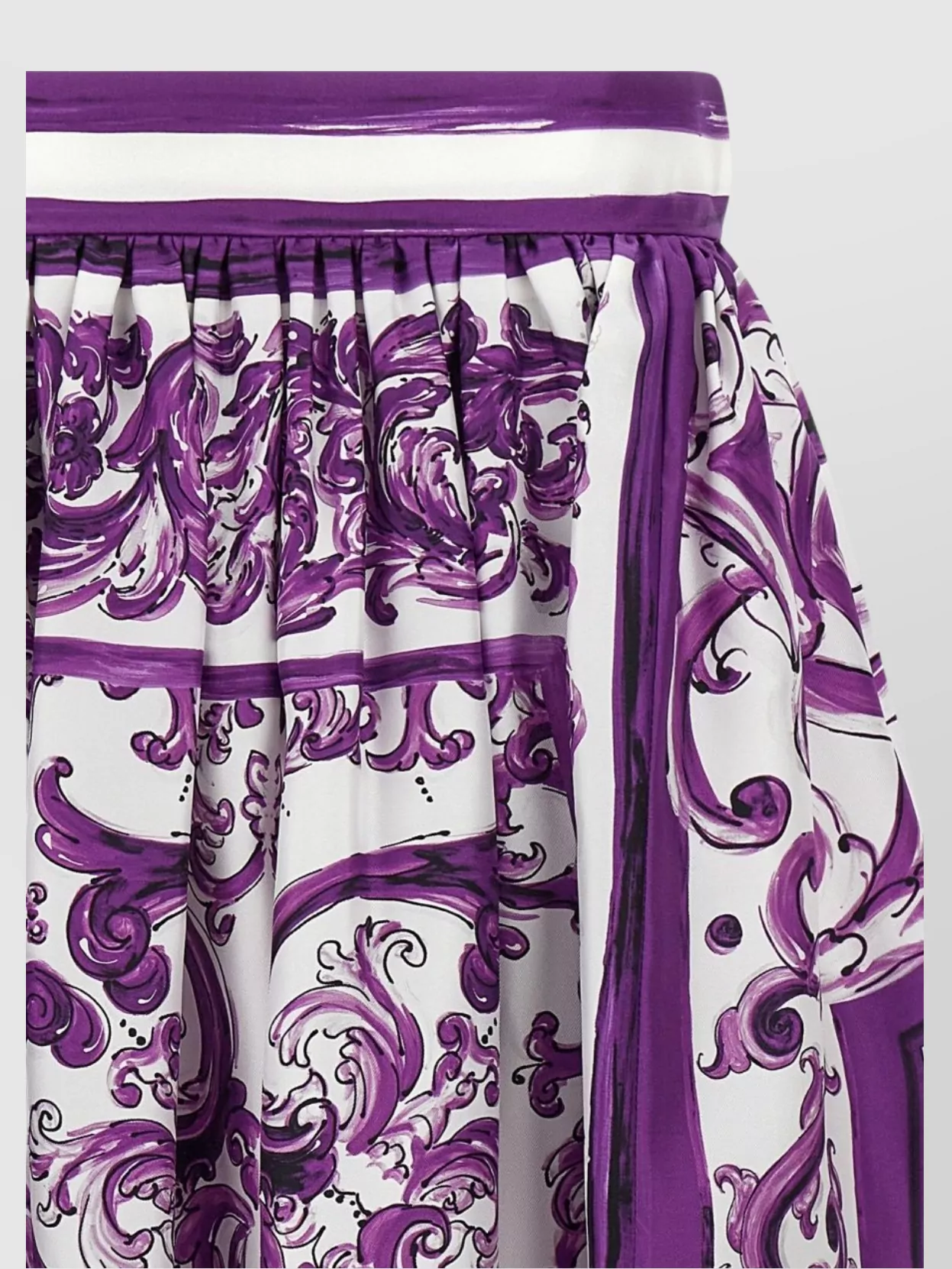 Dolce&Gabbana Printed Pattern Pleated Silk Skirt