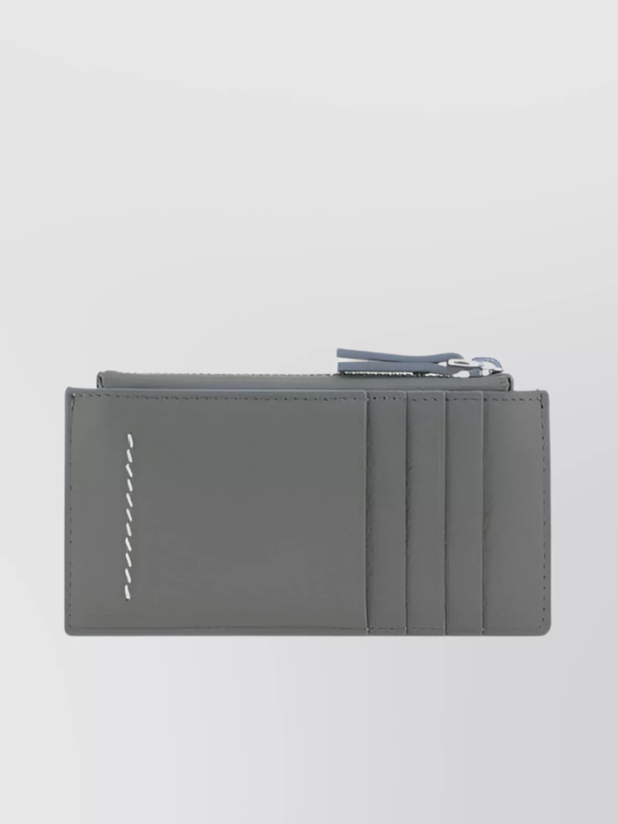 Mm6 Maison Margiela Calfskin Textured Wallet Iconic Stitching In Gray