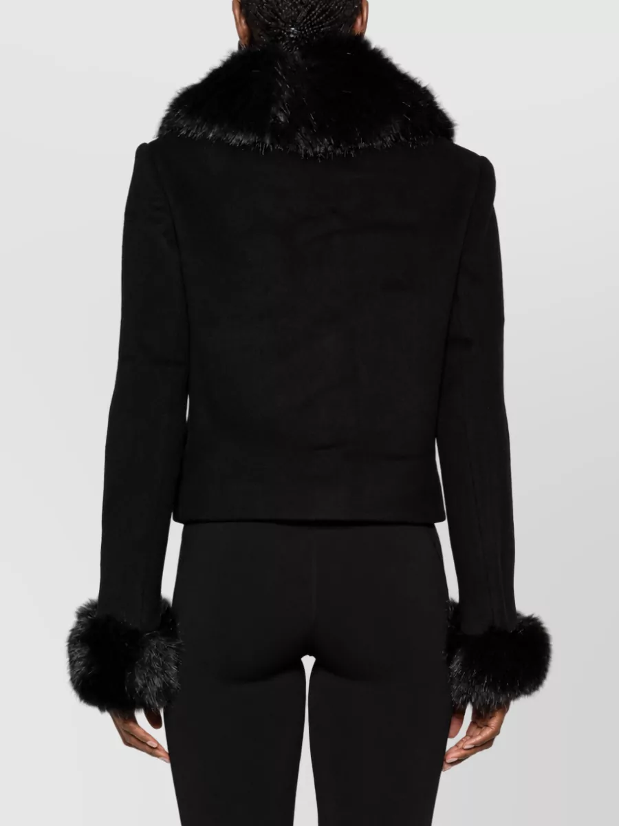 Self-Portrait Wool Faux Fur Trim Jacket