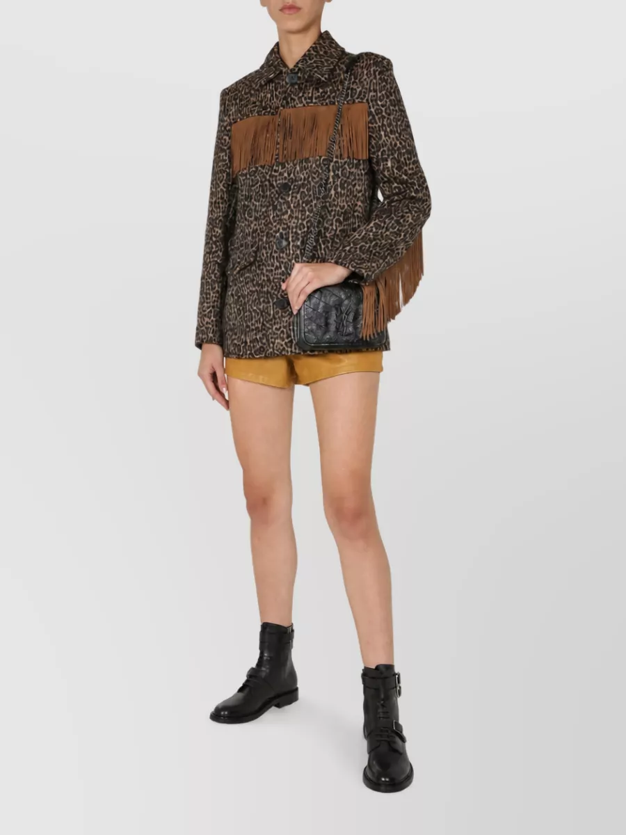 Saint Laurent High-Rise Leather Shorts