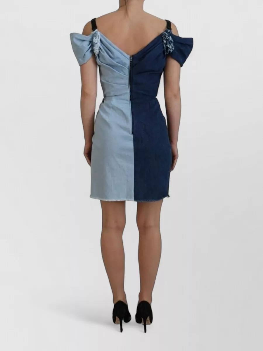 Dolce&Gabbana Denim V-Neck Draped Mini Dress