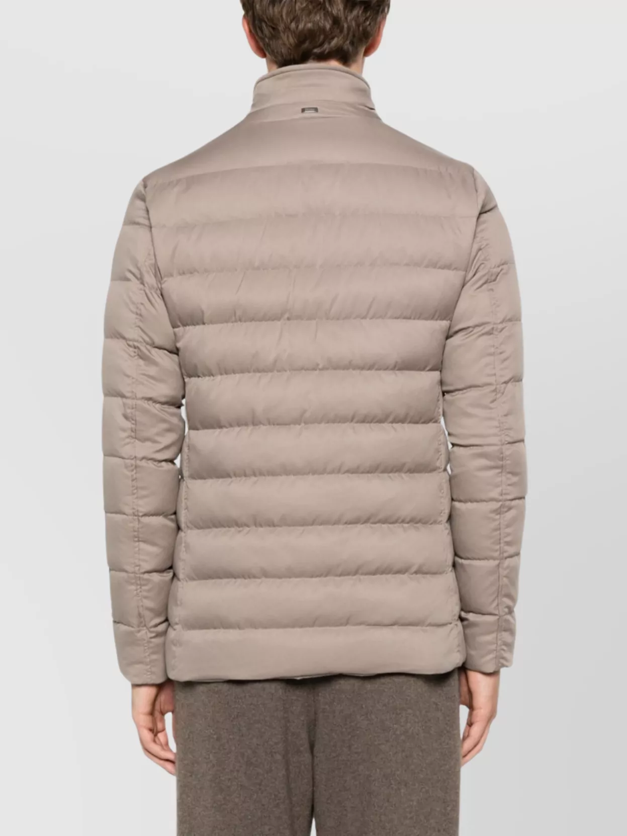 Herno Padded Jacket With Notched Lapel And Quilted Design In Brown
