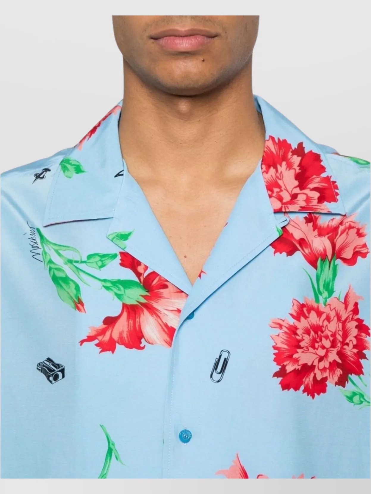 Moschino Relaxed Fit Floral Print Camp Collar Shirt