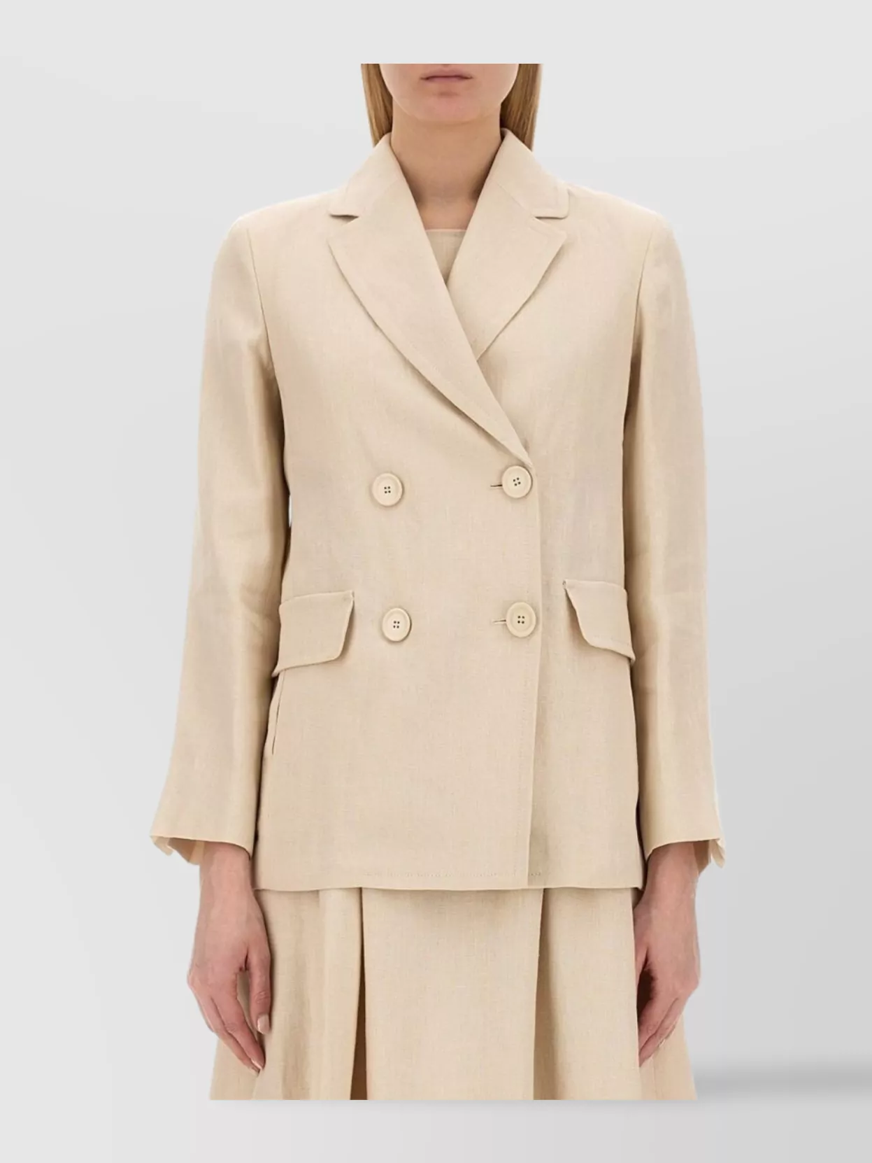 S Max Mara Oversized Double Breasted Jacket Flap Pockets