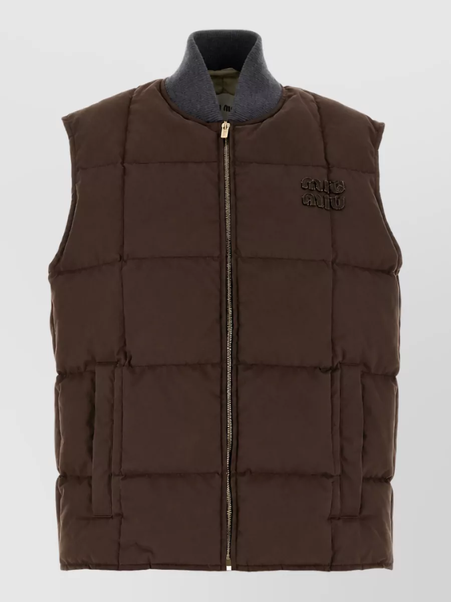 Miu Miu Gabardine sleeveless down jacket padded design