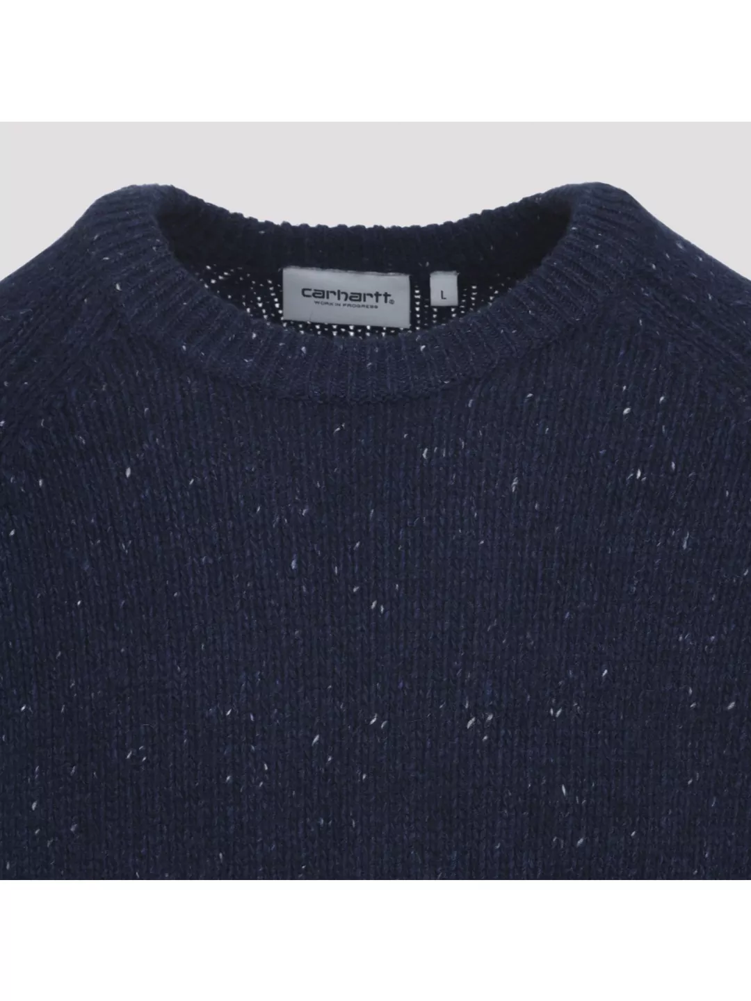 Carhartt Wip Crew Neck Speckled Knit Sweater With Ribbed Cuffs