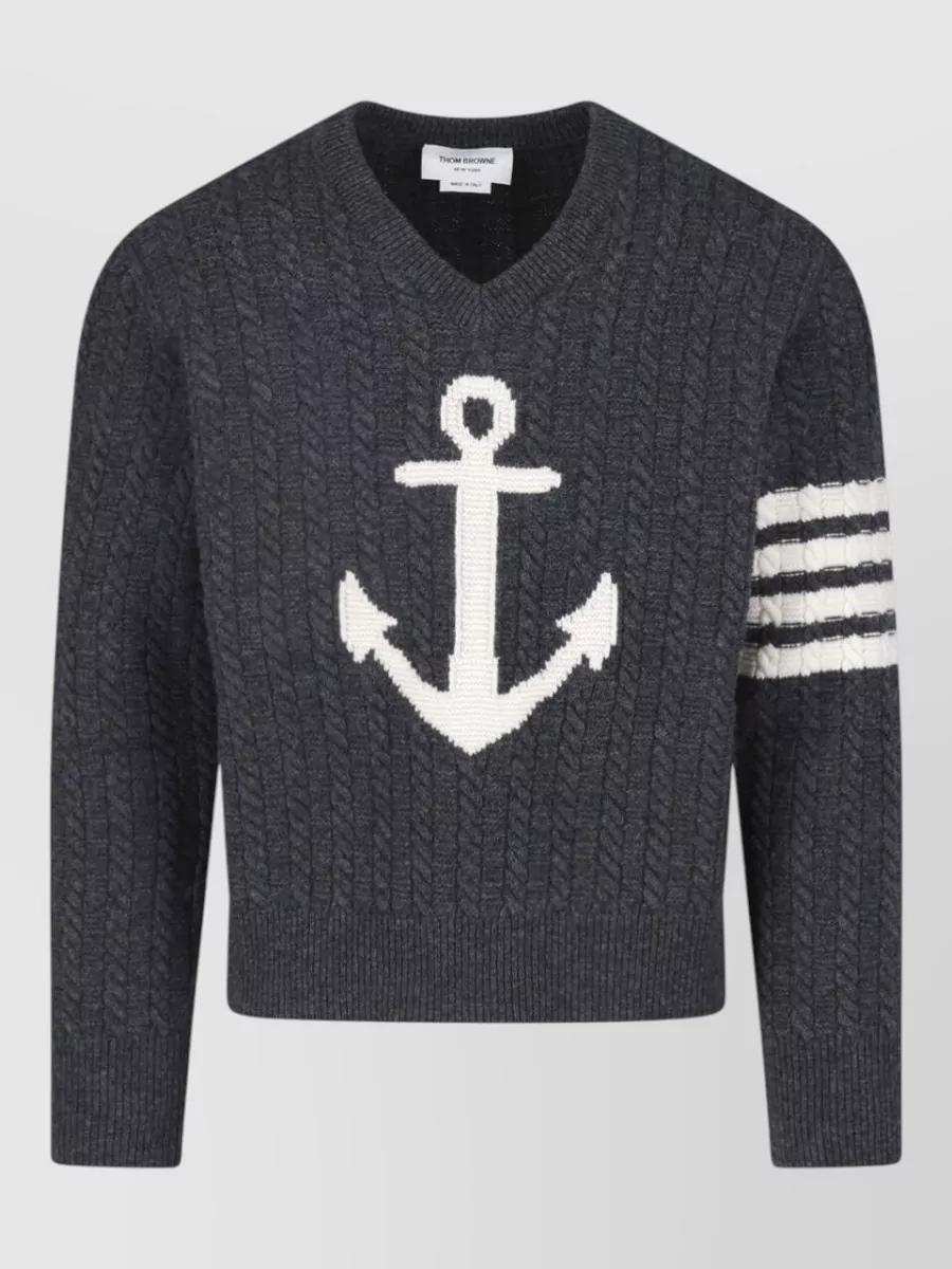 Thom Browne cable-knit merino wool crewneck sweater