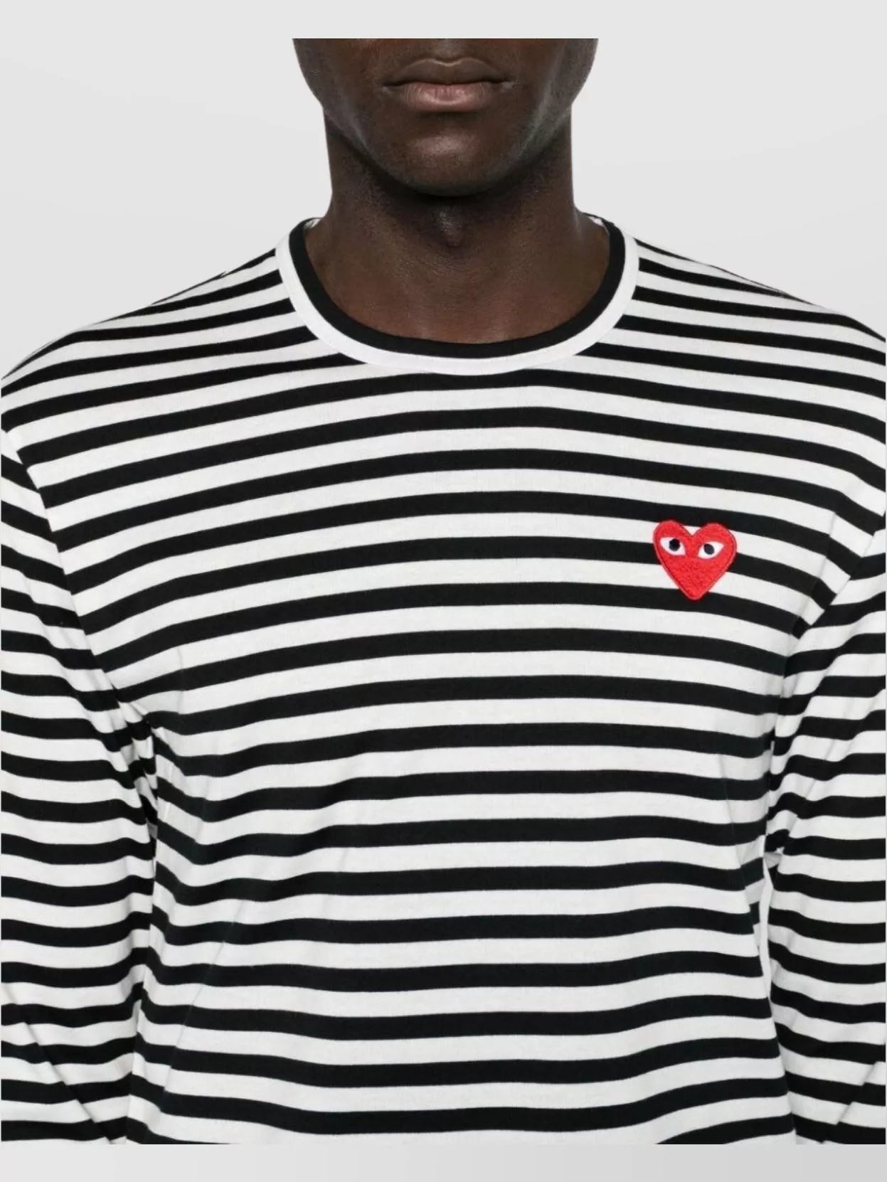 Comme Des Garçons Play Heart-patch Striped Cotton T-shirt